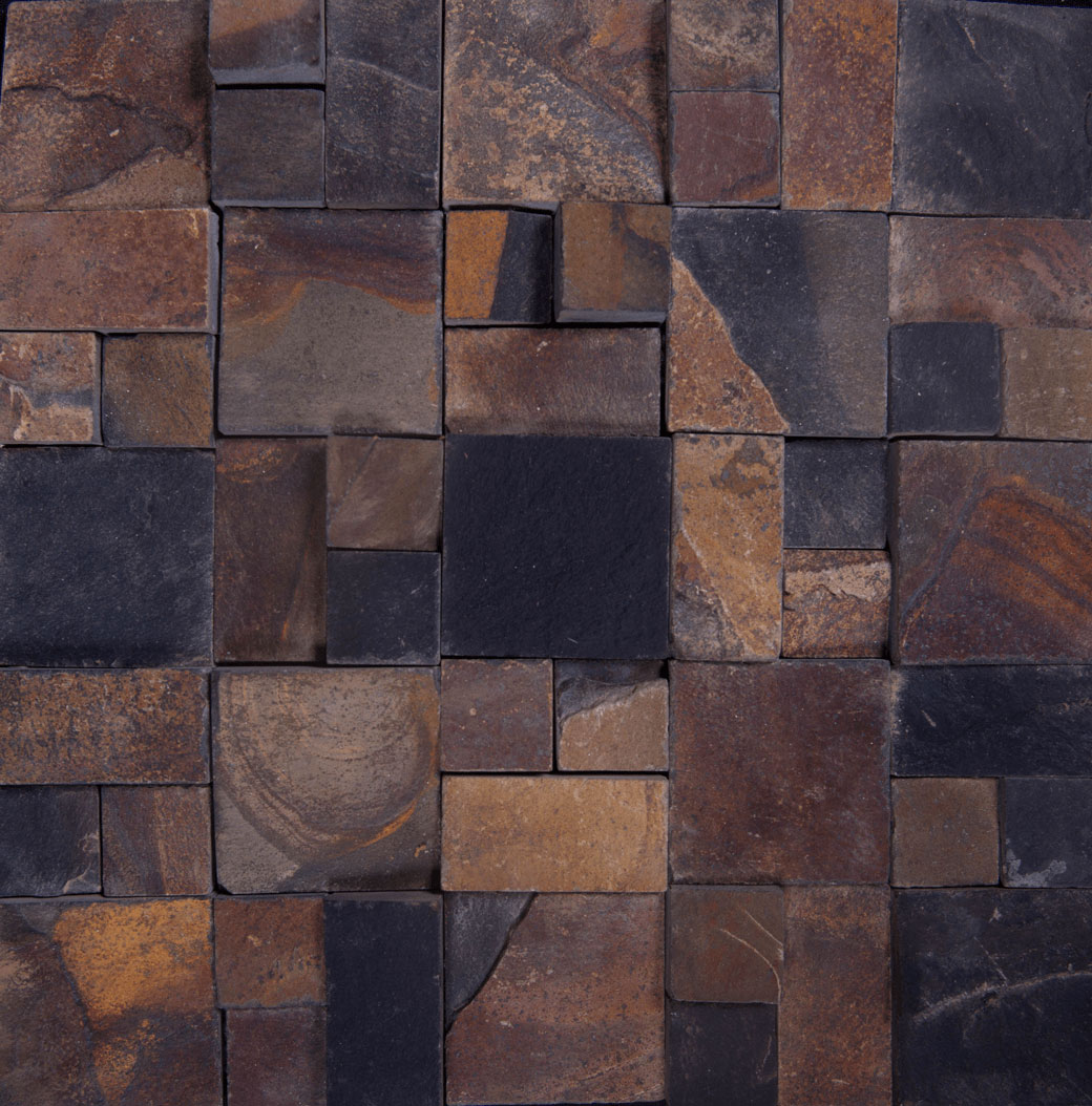 Mosaico Pedra Ferro Preta 27x27 Delicatto Sahel Stones